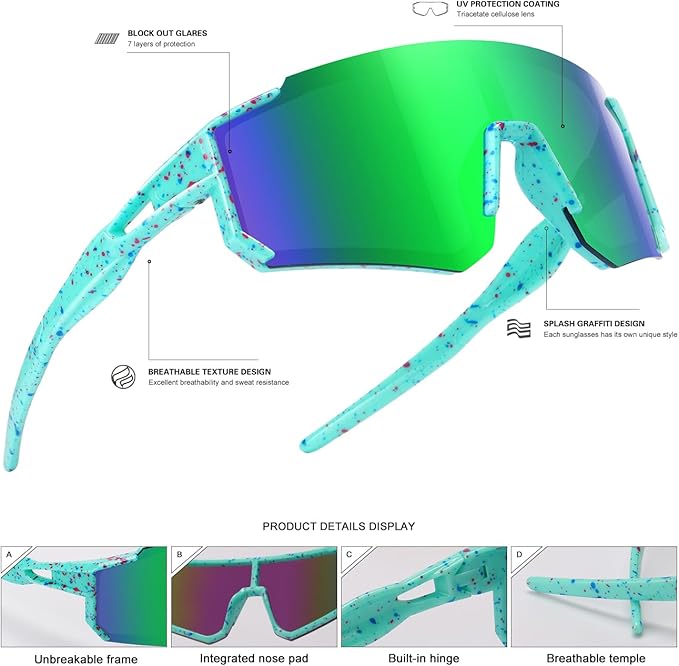 Youth Baseball Sunglasses Kids Sports Sunglasses for Boys Girls Softball Cycling Glasses UV400 Protection