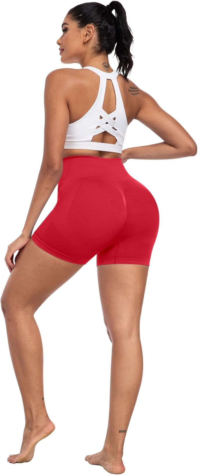 CHRLEISURE Women's 4 Packs Workout Gym Shorts, High Waisted Butt Lifting Scrunch Butt Seamless Booty Shorts
