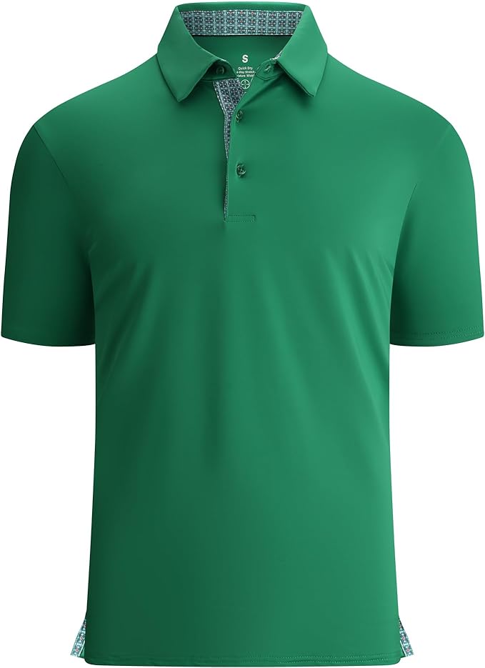 Alex Vando Mens Golf Shirt Moisture Wicking Quick-Dry Solid Short Sleeve Polo Shirts for Men