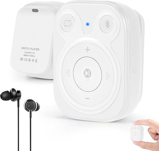 64GB Clip MP3 Player: Upgraded Bluetooth 5.3, Earphones Included, 15 Hours Battery Mini Music Player, 1000+ Songs Storage, No Phone Needed, Portable Music Players