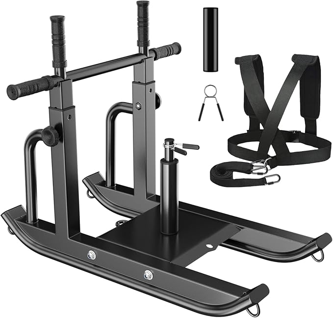 Weight Sled Adjustable Height - Weight Training Pull Sled Gym Equipment for Fitness Strength & Speed Training