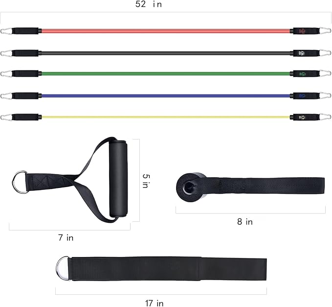 Resistance Bands, Simmgud Exercise Bands Set with Handles, Work Out Bands with Door Anchor, Ankle Straps for Strength Training, Physical Therapy, Home Gym for Men and Women, Yoga, Pilates 150 LBS