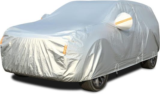 Tecoom SUV Car Cover Waterproof All Weather, Fleece Lining Car Covers for Automobiles with Zipper Door Lock, Wind Snow Proof Sun UV Protection Outdoor Winter Full Car Cover Fit for 216-230 Inch SUV