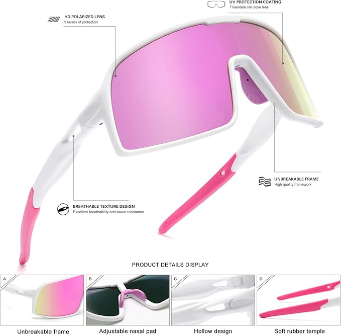 Polarized Sports Sunglasses for Men and Women Cycling Glasses UV Protection Goggles for Mountain Bike Running Fishing