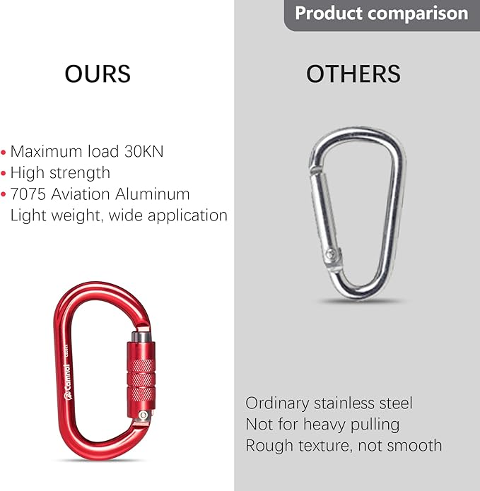Heavy Duty Carabiner, 25kn(About 5620 lbs) Oval Carabiner Clip O-Shape Rock Climbing Carabiner Lightweight Caribeener for Climbing, Mountaineer, Aerial Work