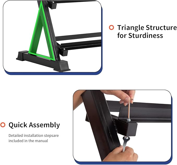 PayLessHere Dumbbell Rack 3 Tier Weight Storage Organizer Racks with Solid Steel Holder & 1000lbs Capacity For Home Gym, Black