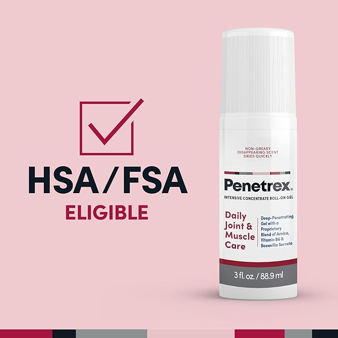 Penetrex Joint & Muscle Therapy Roll On - Soothing Gel for Back, Neck, Hands, Feet - Premium Whole Body Rub with Arnica, Vitamin B6 MSM & Boswellia - 3oz