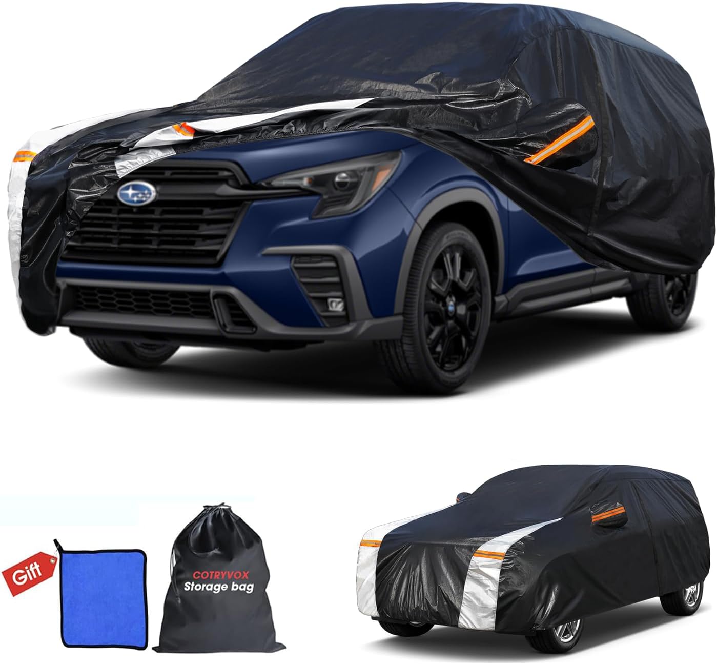 Subaru Ascent Car Cover 100% Waterproof All Weather, Gift with Towel, 10 Layers SUV Car Cover Custom Fit 2018-2025 Subaru Ascent, Full Exterior Covers Rain Sun UV Protection with Door Zipper.