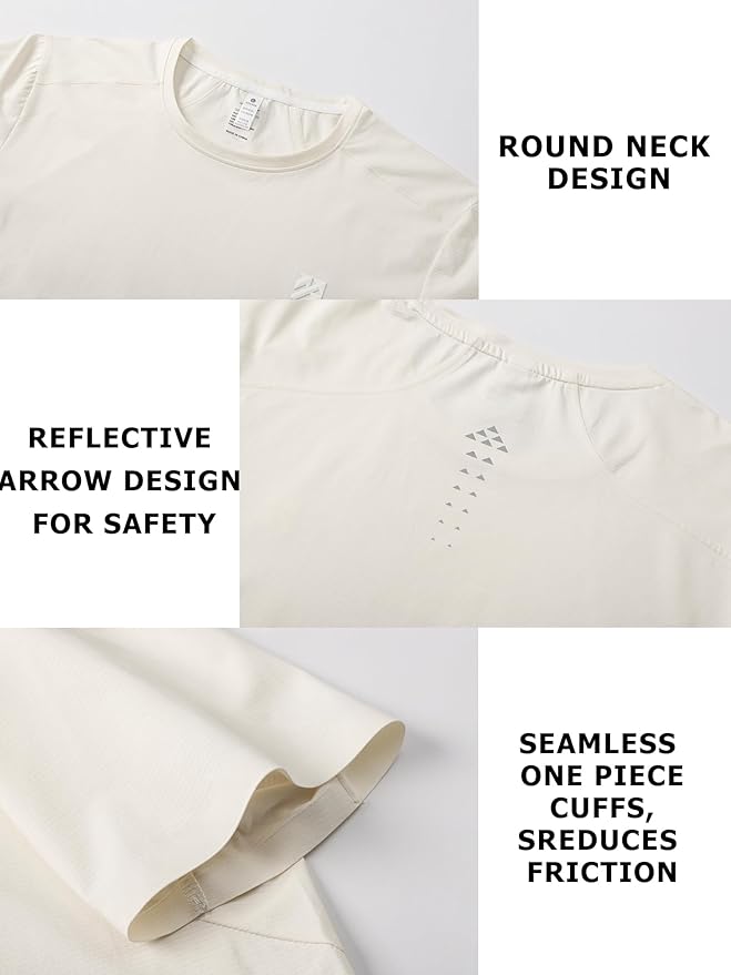 Mens Seamless Workout T-Shirts Lightweight Moisture Wicking Running Hiking Camping Tennis Pickleball Shirts for Men