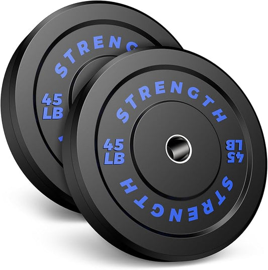 Olympic Rubber Bumper Weight Set - 2 Inch Barbell Plates for Home Gym Strength Training