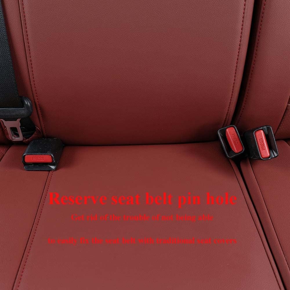 EKR Custom Fit Tacoma Leather Car Seat Covers for Select Toyota Tacoma 2012 2013 2014 2015 (Regular Seats)- Full Set,Leather(Burgundy)