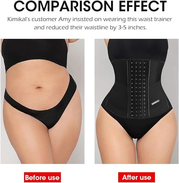 KIMIKAL Women Waist Trainer Corset Belt: Under Clothes Sport Tummy Control Long Torso Shapewear