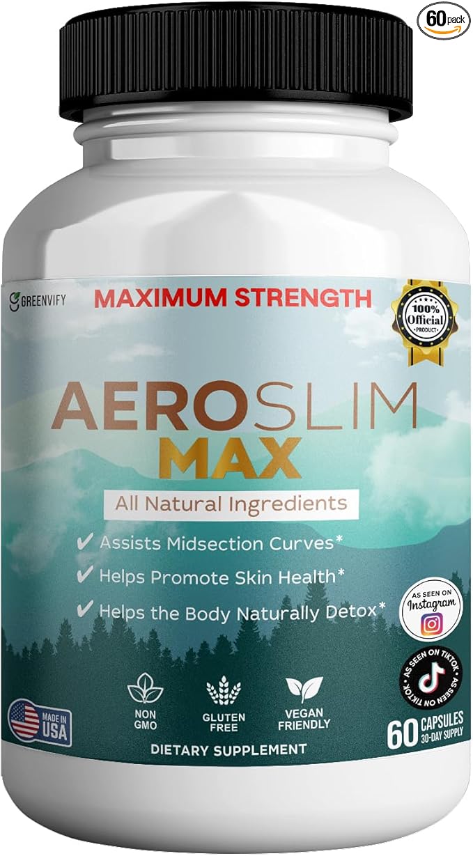 Aeroslim Max Natural Dietary Supplement, 60 Capsules, Maximum Strength, Vegan, Gluten Free, Non-GMO, Made in USA (1)