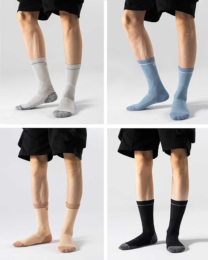Athletic Socks Moisture Wicking Crew Socks for Men 3 Pairs Running Sport Cushioned Polyester Mid Calf Socks
