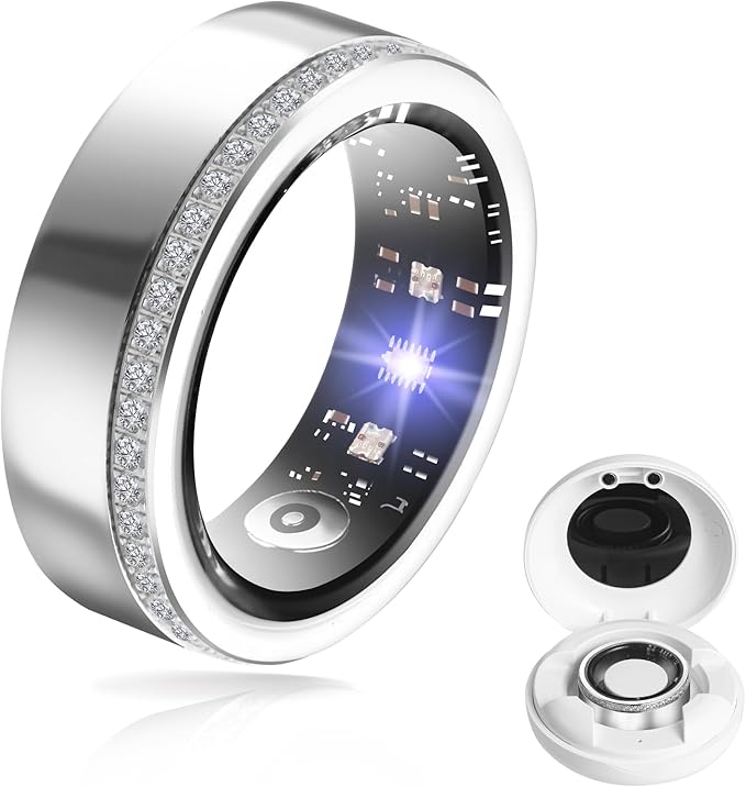 Health Tracker Smart Ring for Men Women-IP68 Waterproof Sleep Tracker with Heart Rate/Blood Pressure/Blood/Physiological Cycle/Oxygen Tracking, Step Counter, iOS & Android Compatible (9#)