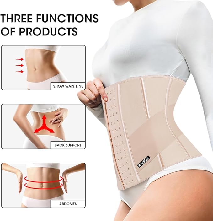 KIMIKAL Women Waist Trainer Corset Belt: Under Clothes Sport Tummy Control Long Torso Shapewear