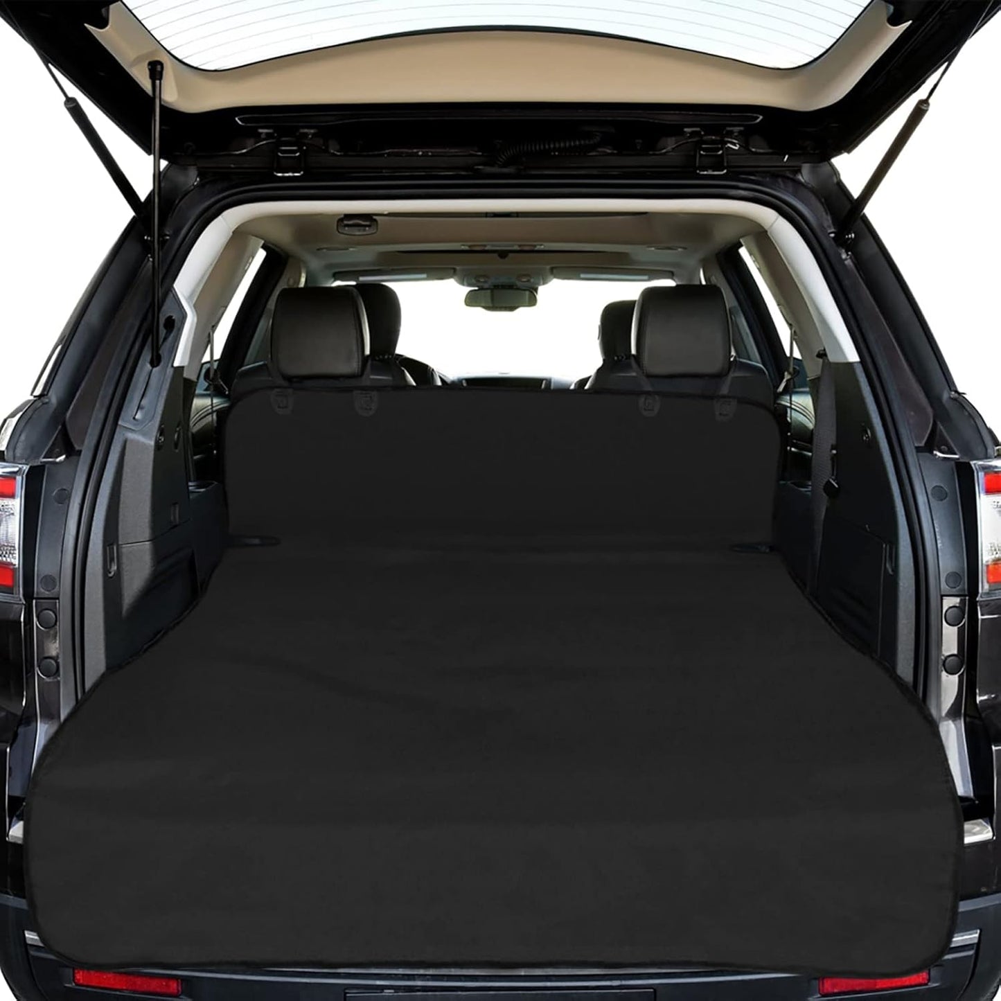 F-color SUV Cargo Liner for Dogs - Waterproof Pet Cargo Liner, Comfort Dog Cargo Cover with Bumper Flap Protector, Scrachproof Large Size Universal Fit SUVs Sedans Trunks Vans, Black