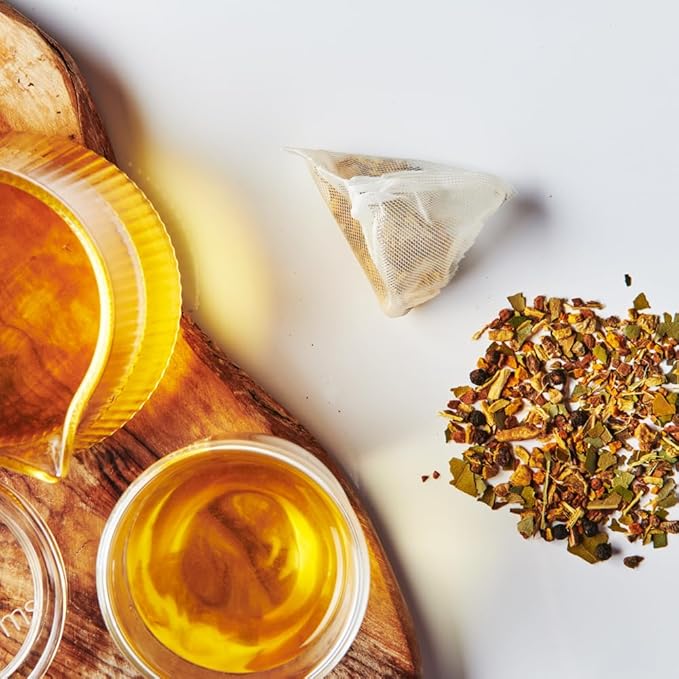 Grace Farms BREATHE Wellness Organic Tea Blend (16 Pyramid Sachets) | Turmeric and Ginger with Adaptogenic Herbs | Immunity Support | Caffeine Free | Gives Back 100% of Profits