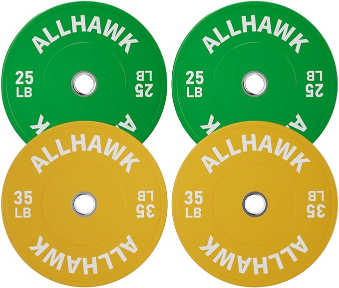 Colored Olympic Weight Plates, 2-inch Rubber Bumper Plate Set for Home Gym Barbell Weight Lifting and Strength Training