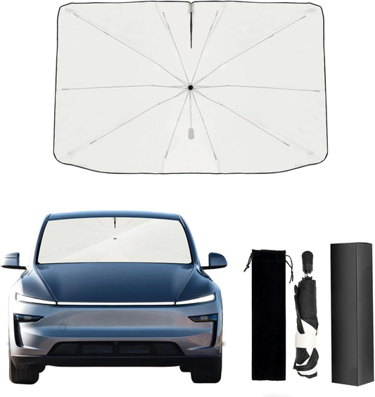 2017-2026 Upgraded for Tesla Model Y 3 S Sunshade, Portable Foldable Sunshade Accessories, [Nano Ice Crystals Coating] UV Protection, Keeps Interior Cool (for 2017-2026 Tesla Model 3/Y/S)