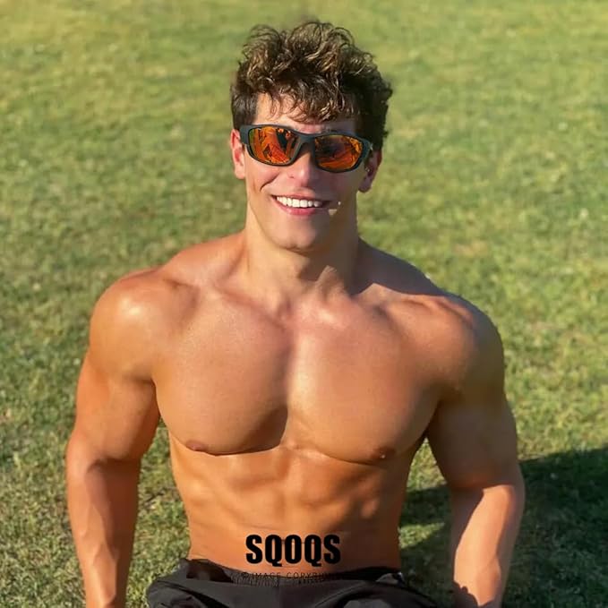 Polarized Sports Sunglasses Men UV400 Protection Lightweight Wrap Around Goggles for Cycling Fishing Driving Running