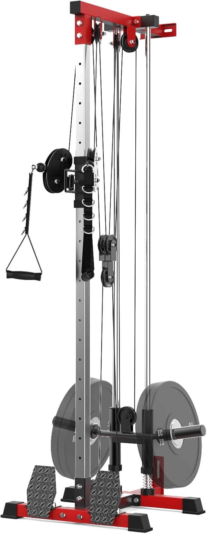 LAT Pulldown Machine, Multi-Functional Cable Machine with High and Low Pulley Station, Row Cable Machine Home Gym with Leg Support, Tricep Workout Equipment