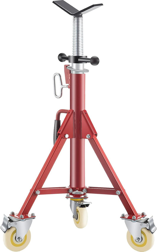 VEVOR Pipe Stand, Pipe Jack Stands with Casters Adjustable Height 28-52 Inch, V Head Pipe Stand 882 LB, Folding Portable Pipe Stands 1/8 to 12 Inch Pipe Supporting, Steel Jack Stand