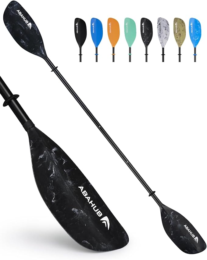 Abahub Adjustable Kayak Paddle 210-230 cm/ 230-250 cm Floating Kayaking Oars Boating Oars Canoeing Oars Black