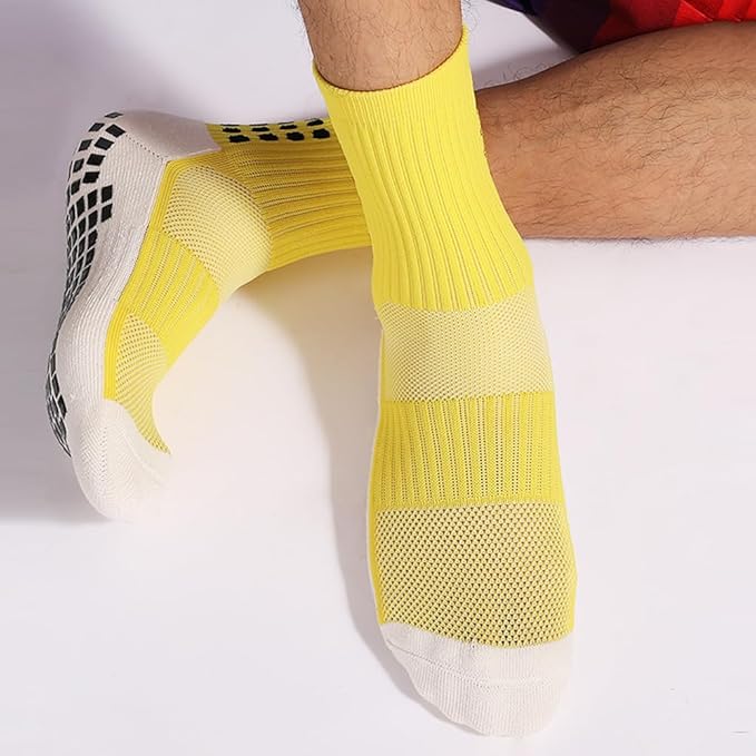 2 Set Anti-Slip Grip Soccer Socks with Shin Guard Sleeves, Sports Athletic Socks for Men Women