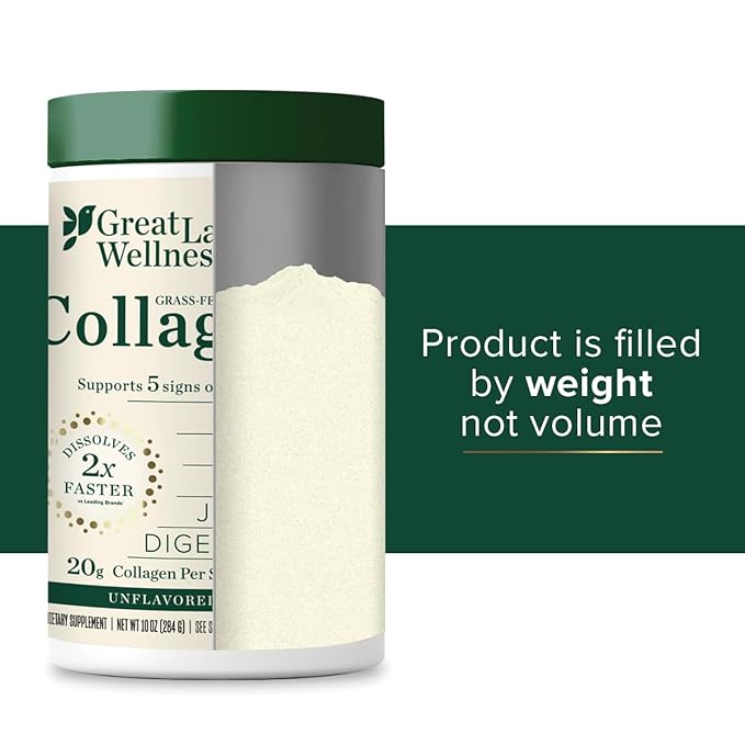 Great Lakes Wellness Collagen Peptides Powder for Skin, Hair, Nails, Joints & Digestion - Unflavored - Quick Dissolve Hydrolyzed, Non-GMO, Keto, Kosher - 10 oz