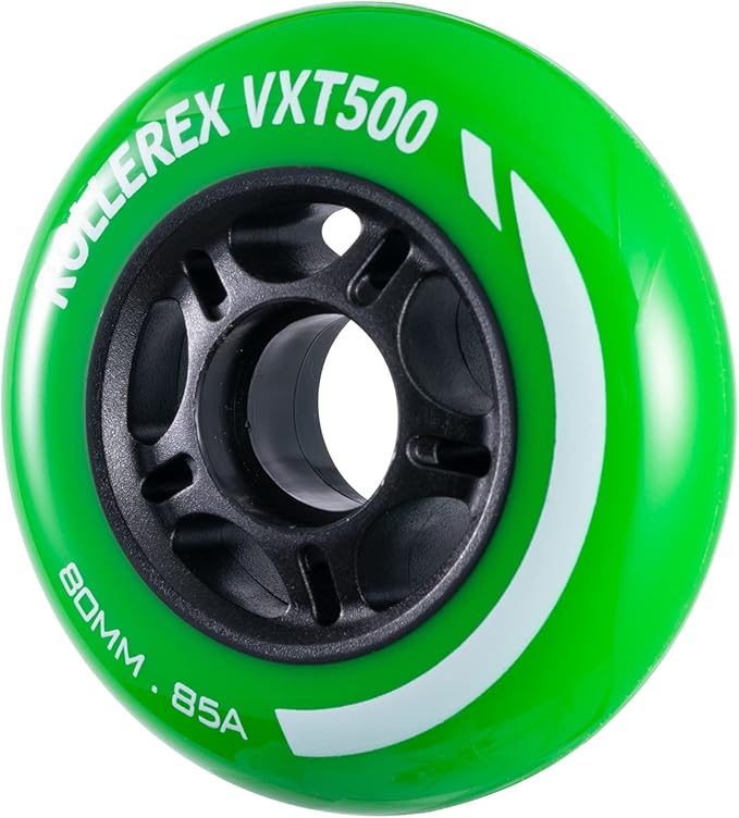Rollerex VXT500 Inline Skate Wheels (8-Pack) (Various Size & Color Options Available) -Indoor Outdoor- Intended for Roller Blade Wheel Replacement