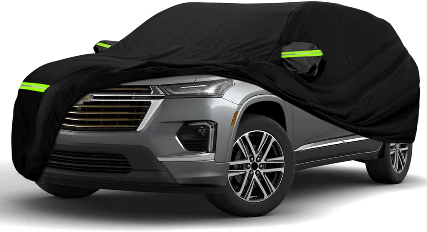 Waterproof Car Cover Compatible with Chevrolet Traverse LT/LS/RS/Premier/High Country 2009-2023, 420D All Weather Car Covers with Zipper Door for Snow Rain Dust Hail Protection