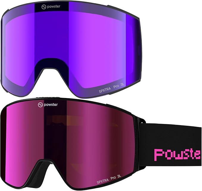 Ski Goggles Snow OTG Snowboard Goggles Magnetic Interchangeable Lens Frameless UV Protection Anti-fog mobile Skating