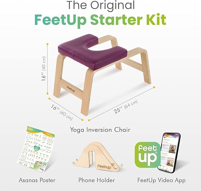 FeetUp - The Original Yoga Headstand Bench, Vegan Handstand Trainer Bench and Stand, Strength Training Inversion Equipment for Relaxation and Strength, Includes App & Starter Kit, #1 Worldwide