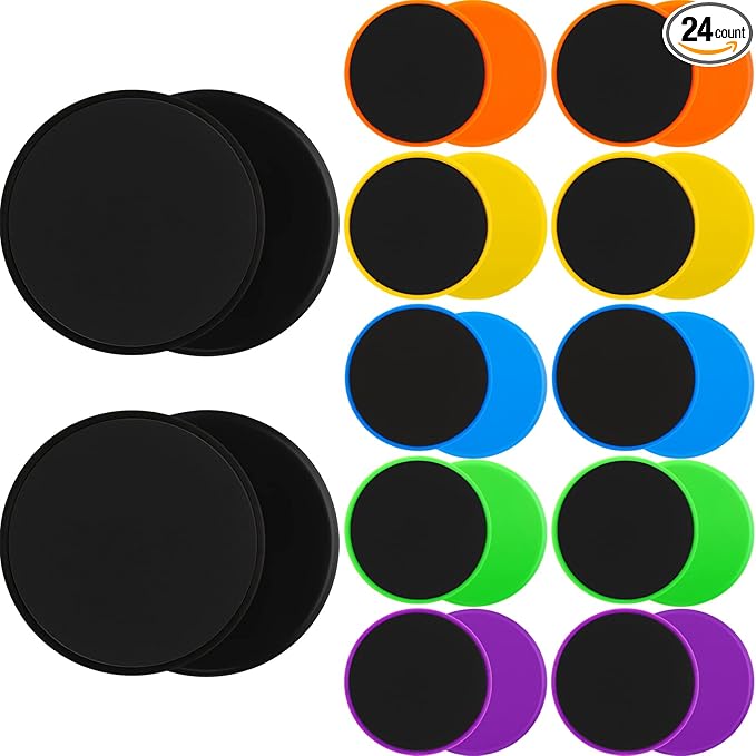 Wettarn 24 Pcs Core Sliders for Working Out Abdominal Exercise Gliding Discs Dual Sided Workout Disc Fitness Sliders Exercise Gear for Gym Floors Training Abdominal Core Strength