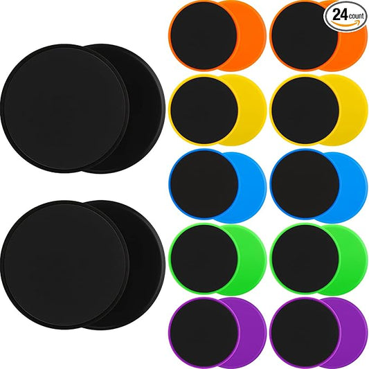 Wettarn 24 Pcs Core Sliders for Working Out Abdominal Exercise Gliding Discs Dual Sided Workout Disc Fitness Sliders Exercise Gear for Gym Floors Training Abdominal Core Strength