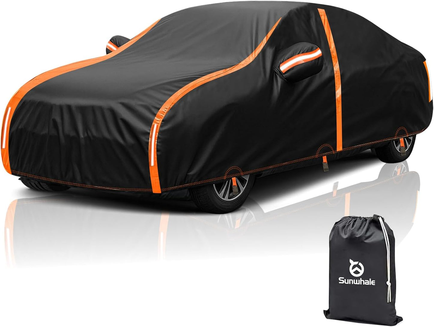 Car Cover Waterproof All Weather for Automobiles Winter Snowproof Rain UV Protection Heavy Duty Outdoor Sedan Car Cover & Car Snow Cover Universal Fit for Sedan Length Up to 179’’