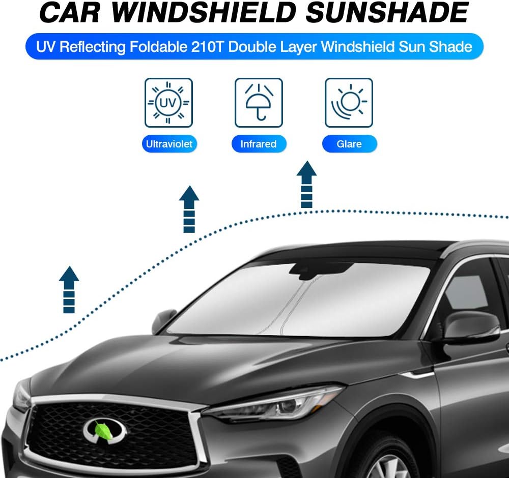 KUST Windshield Sun Shade for 2019-2021 Infiniti QX50 & 2021-2025 2026 QX55 Accessories Window Sunshade Sun Visor Protector Foldable Blocks UV Rays Keep Car Cooler