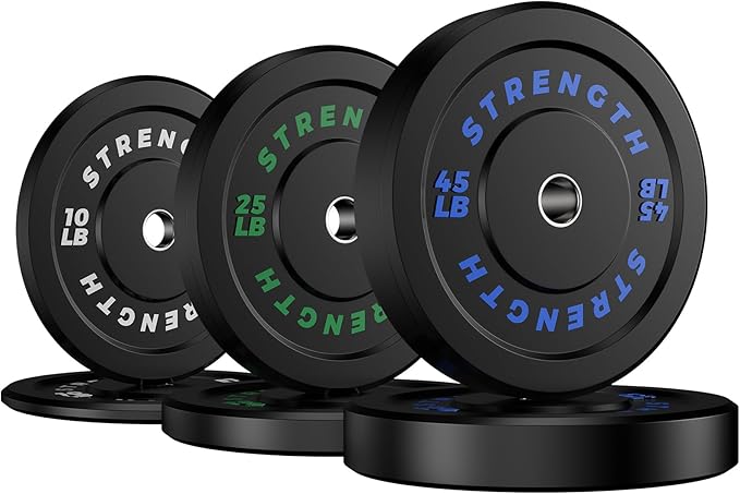 Premium Color-Coded Rubber Bumper Plates Set - 2 Inch Olympic Weight Plates for Home Gym Cross and Strength Training