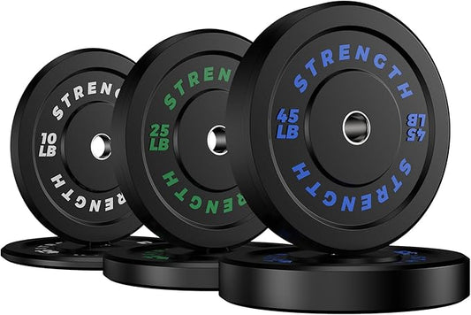 Premium Color-Coded Rubber Bumper Plates Set - 2 Inch Olympic Weight Plates for Home Gym Cross and Strength Training