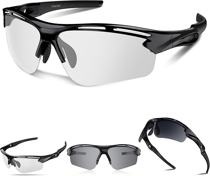 Polarized Sports Sunglasses for Men Women,UV400 Protection Sunglass for Running Cycling Fishing Hiking TR90