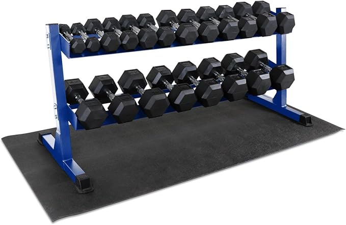 WF Athletic Supply Heavy-Duty Dumbbell Rack Stand, Weight Rack for Home Gym, Weight Holder, Available Sizes for Storage 5-50LB or 5-75LB Dumbbell Pairs, Black/Red/Green/Blue, RACK ONLY