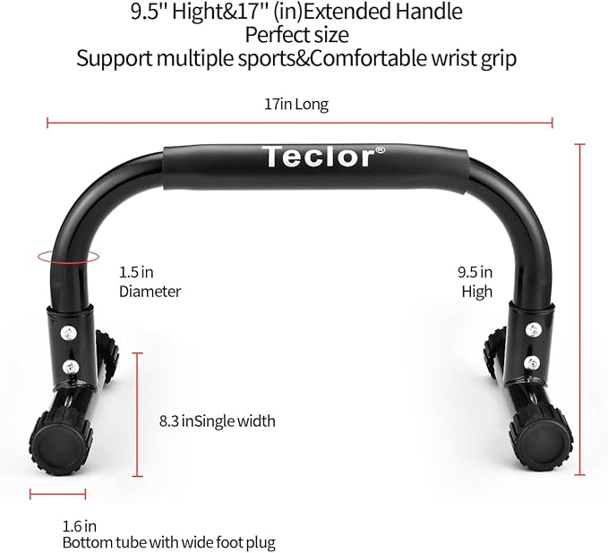 Push Up Bar, Parallettes Bars For L-sit & Dip, Heavy-Duty No Wobbling Parallel Bars Stand For Handstands, Full Planche, Calisthenics, 9.5in High Workout Stands for Home Fitness Training