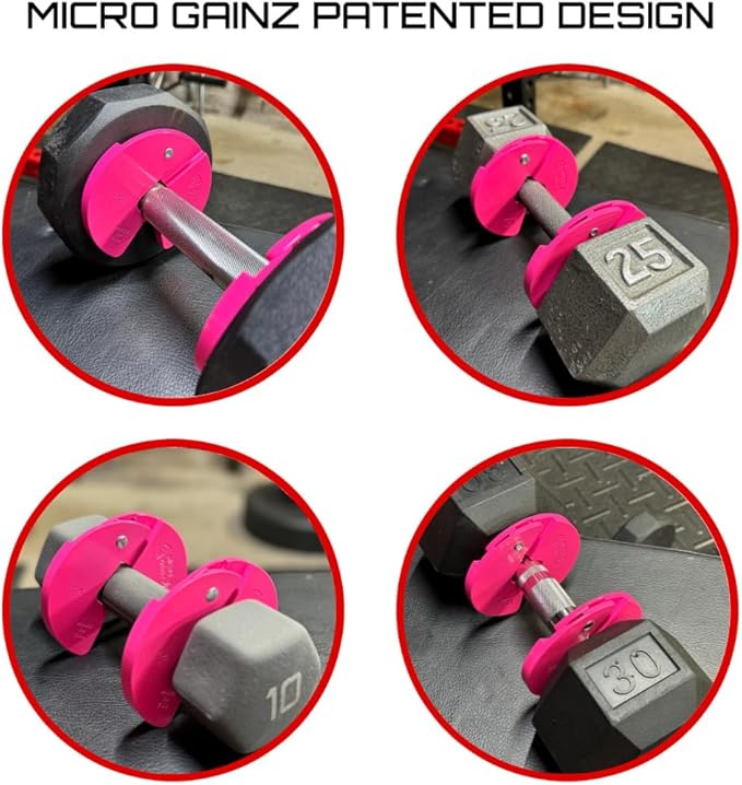 Micro Gainz Dumbbell Fractional 1.25lb Weight Plate, Ideal for Micro Loading, (Choose Color) 4 Piece Fractional Weight Plates, Designed for Dumbbell Training, Made In USA