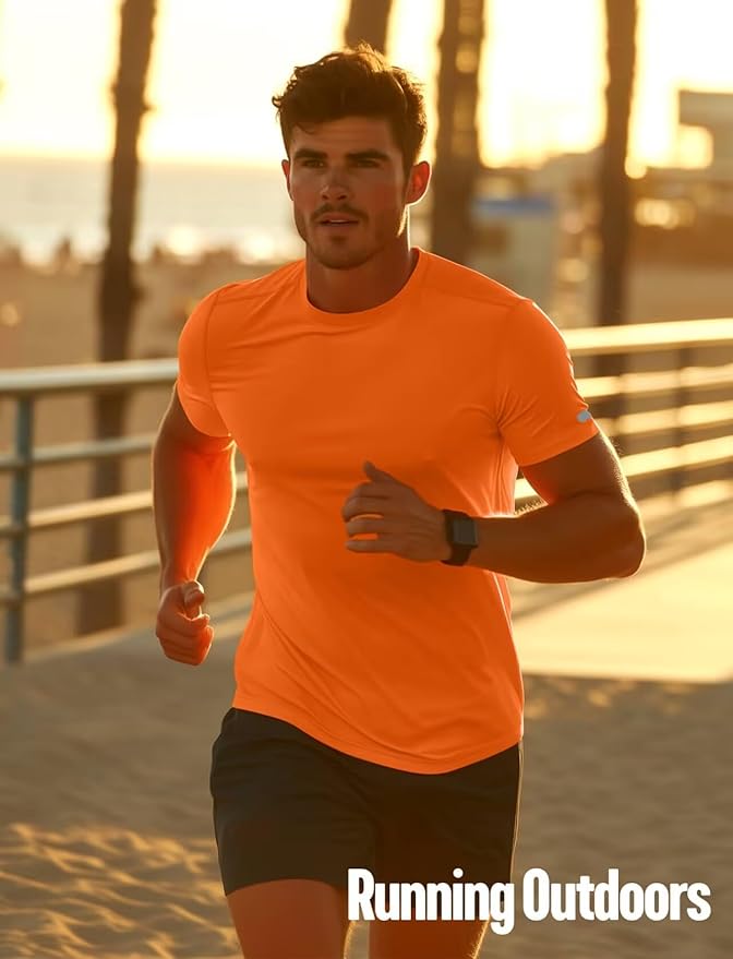 Zengjo Athletic Shirts for Men Short Sleeve Quick Dry Workout Running Gym Sport Exercise Tee Moisture Wicking