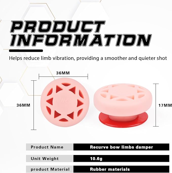 Archery Bow Stabilizer Solid Rubbe Limbs Vibration Damper for Youth Compound Bows, 2-Pack