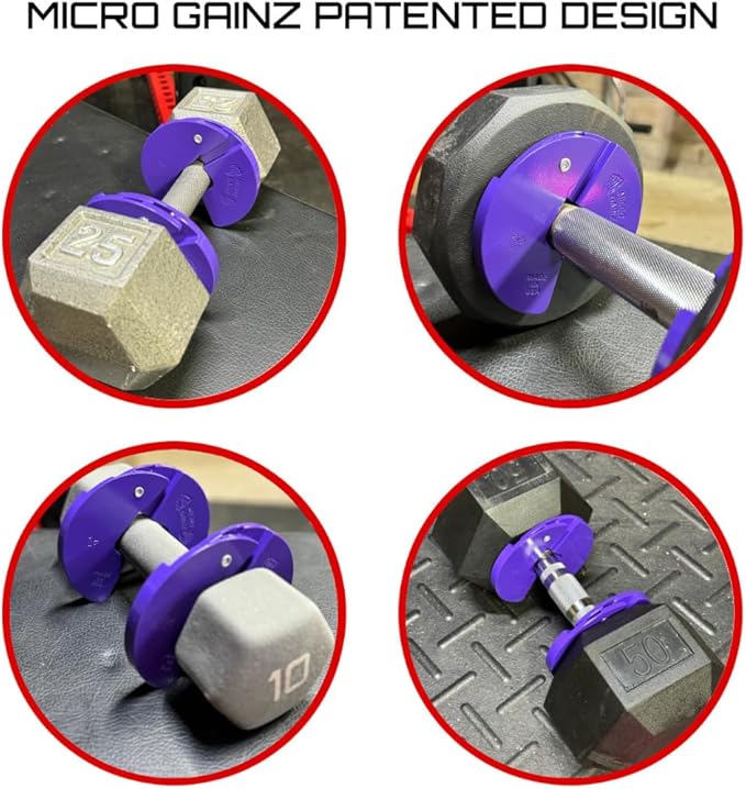 Micro Gainz Dumbbell Fractional 1.25lb Weight Plate, Ideal for Micro Loading, (Choose Color) 4 Piece Fractional Weight Plates, Designed for Dumbbell Training, Made In USA