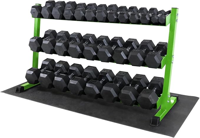 WF Athletic Supply Heavy-Duty Dumbbell Rack Stand, Weight Rack for Home Gym, Weight Holder, Available Sizes for Storage 5-50LB or 5-75LB Dumbbell Pairs, Black/Red/Green/Blue, RACK ONLY