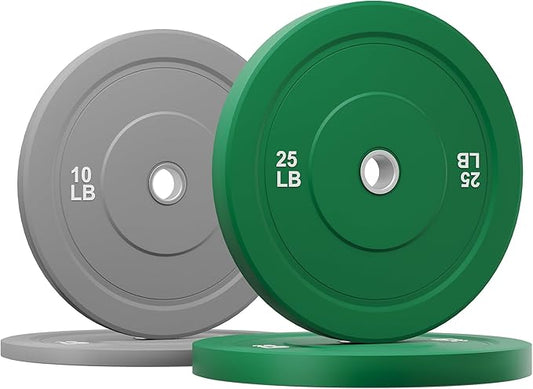 Colored Bumper Weight Plates Olympic Weight Plate Set 2-Inch, 10/15/25 lb Rubber Weight Plates Set for Strength Training Home Gym, Barbell Weights Plates for Heavy Weight Lifting