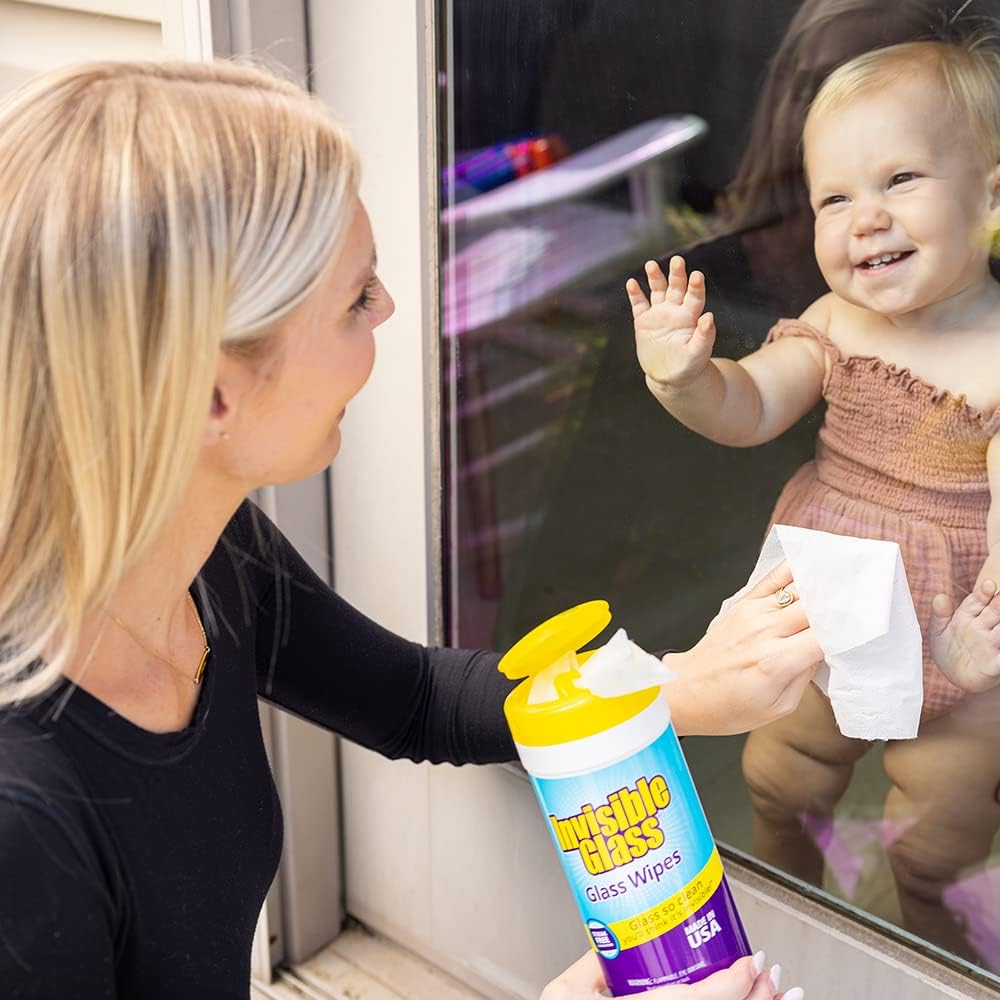 Invisible Glass 90160 Glass Cleaning Wipes Perfect for Cleaning Mirrors, Windows, and Windshields at Home, in Your Car, or at the Office, Streak-Free, Tint-Safe, Lint-Free, 40 Wipes, Pack of 1